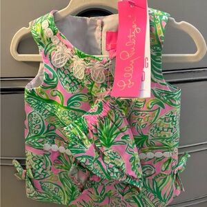 Lilly Pulitzer Pink and Green Baby Dress with Bloomers